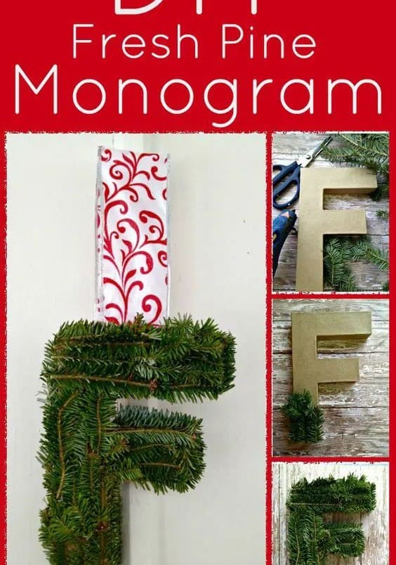 DIY Fresh Pine Monogram Letter Wreath