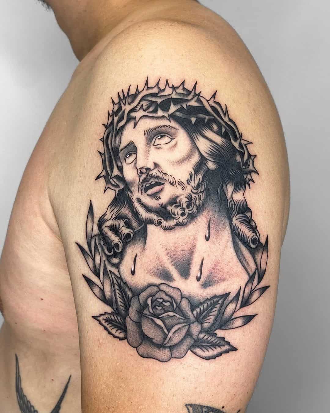 9] Men’s Arm Art: Jesus Portrait