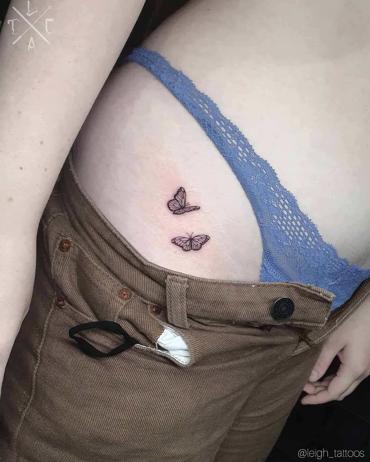 27] Two Butterfly Hip Tattoo: Delicate Wing Dance