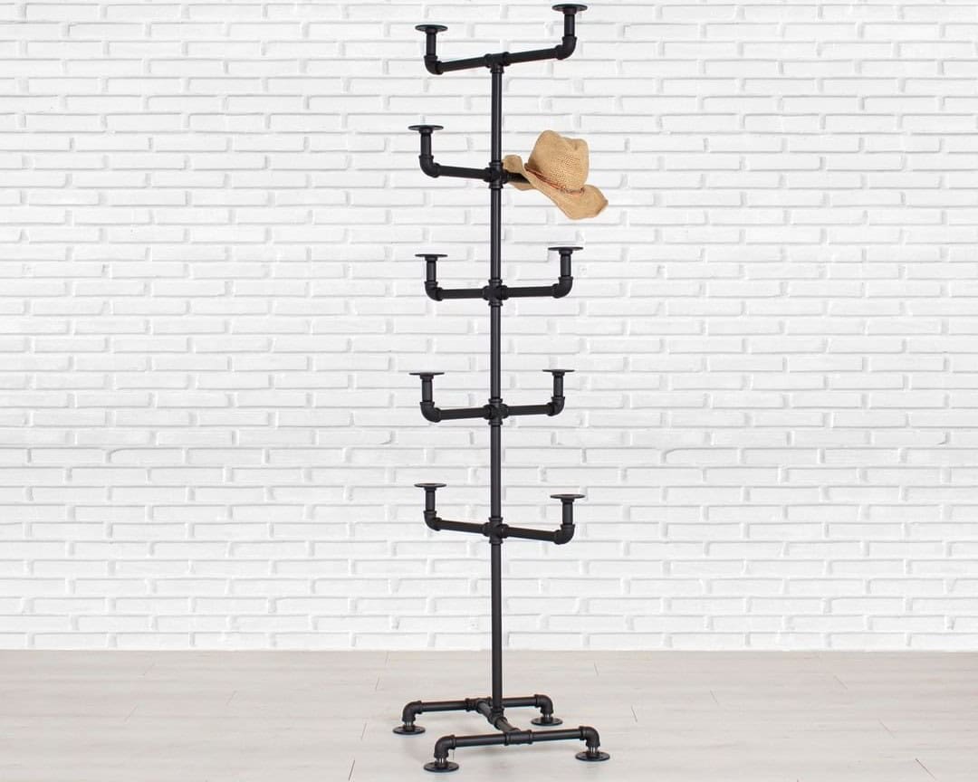 Industrial-Inspired Pipe Hat Rack