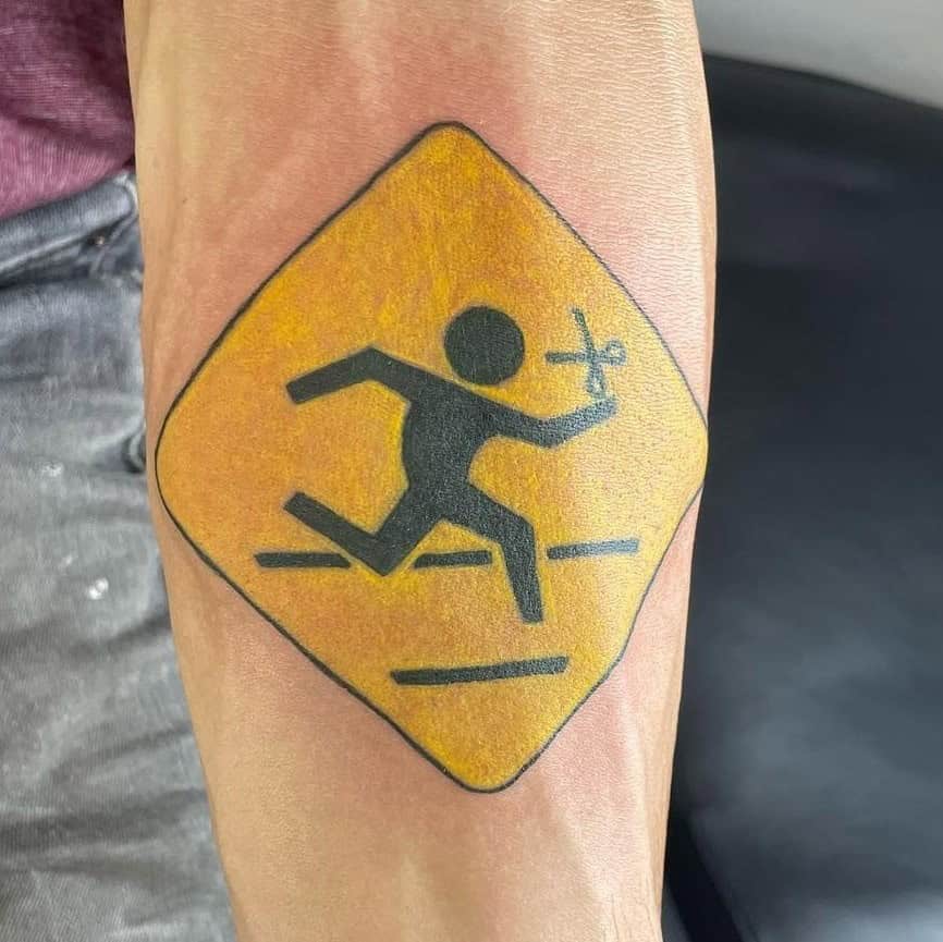 5] Captivating ‘Don’t Run’ Street Sign Tattoos