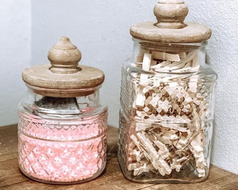 Store Clothes Pins in Glass Jars