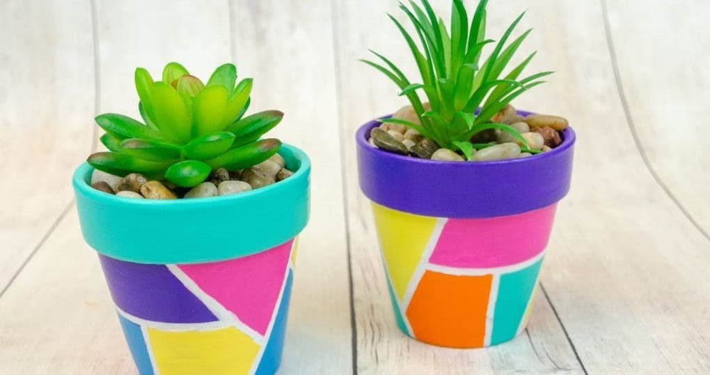 Geometric Painted Flower Pots