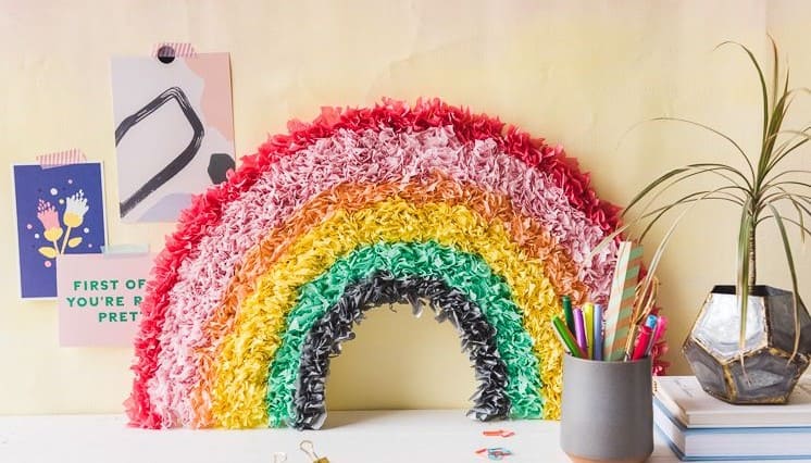 DIY Tissue Paper Rainbow Decoration