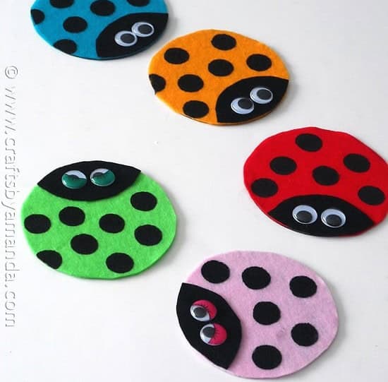 Recycled CD Ladybugs