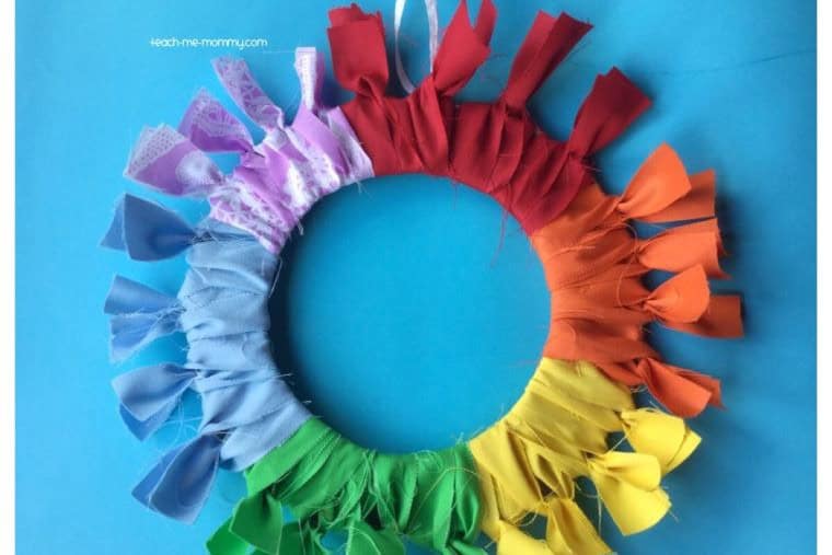 Rainbow Scrap Fabric Wreath