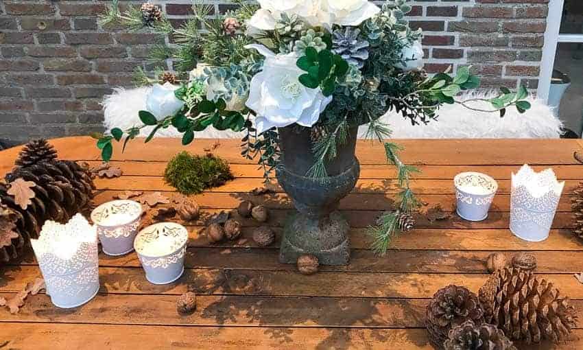 Winter Faux Floral Table Arrangement