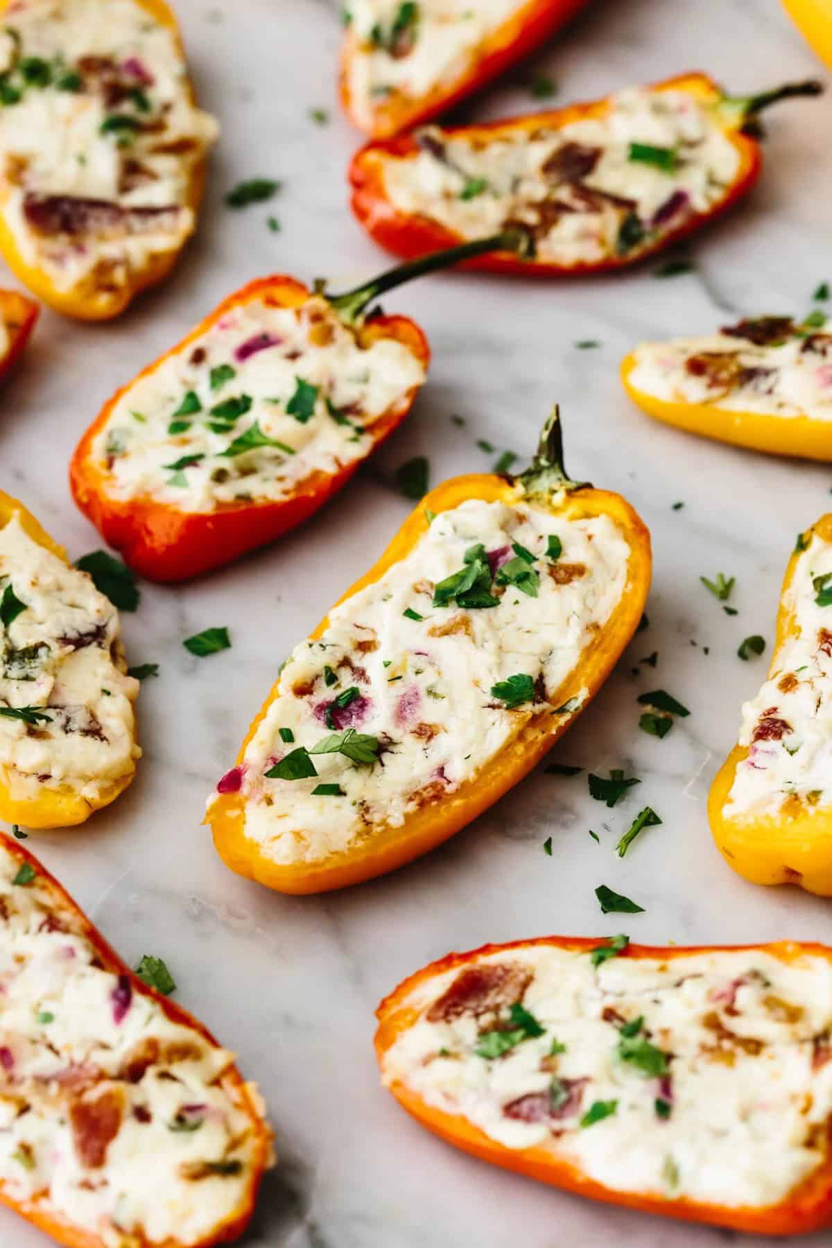 BACON AND GOAT CHEESE STUFFED MINI PEPPERS