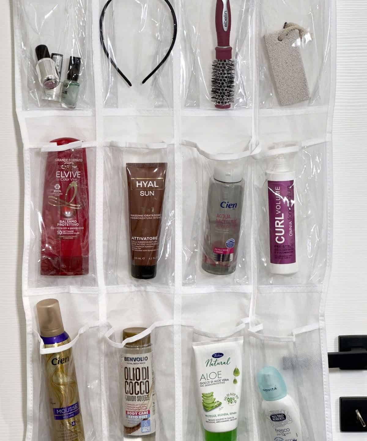 Use An Over Door Shoe Organizer For Products