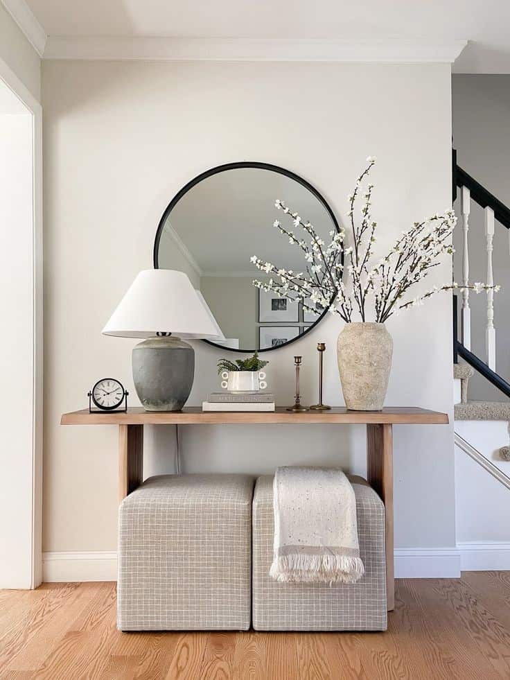 ENTRYWAY DECOR WITH OTTOMAN