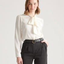 WHITE TIE FRONT BLOUSE + WIDE LEG TROUSERS