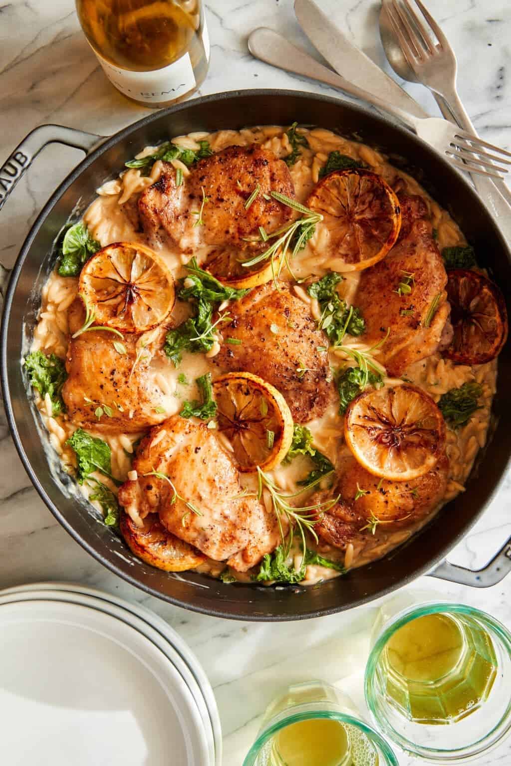 ONE POT LEMON CHICKEN AND ORZO