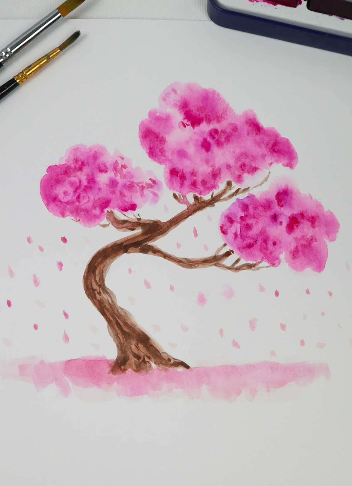 Watercolor Flowering Tree