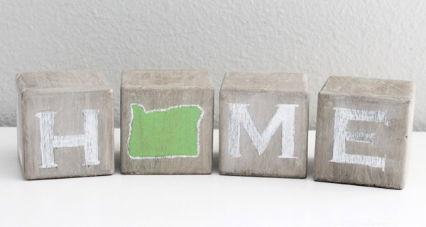 Rustic Home State Art Blocks