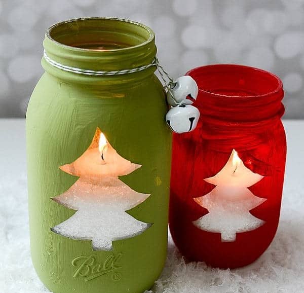 Christmas Tree Mason Jar Votive