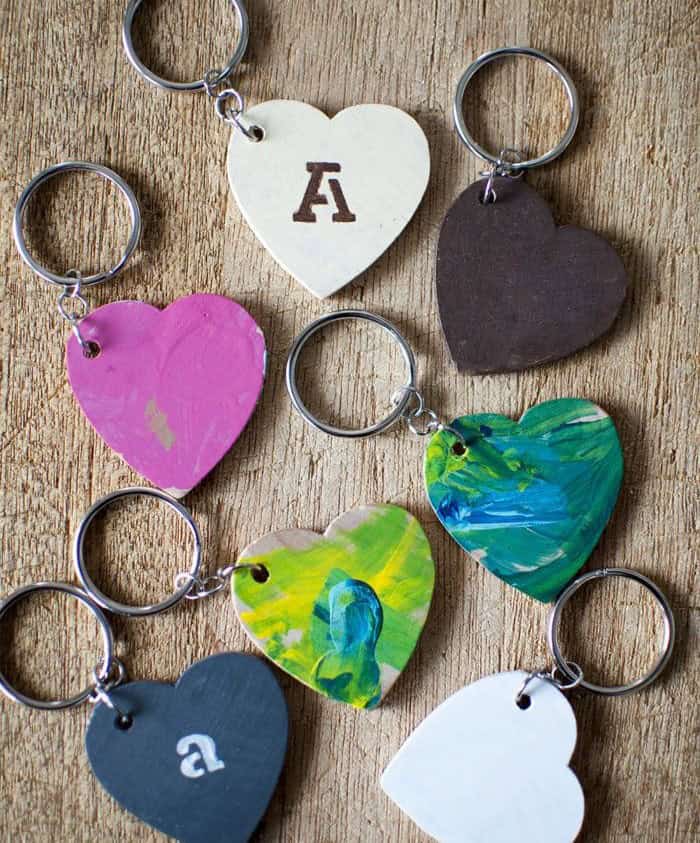 Custom Wooden Heart Keychains