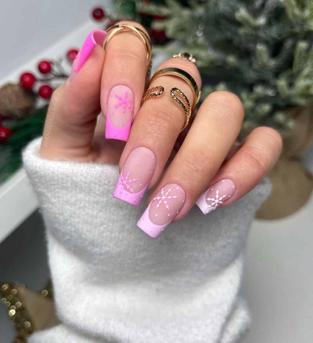 PINK WINTER FRENCH TIPS