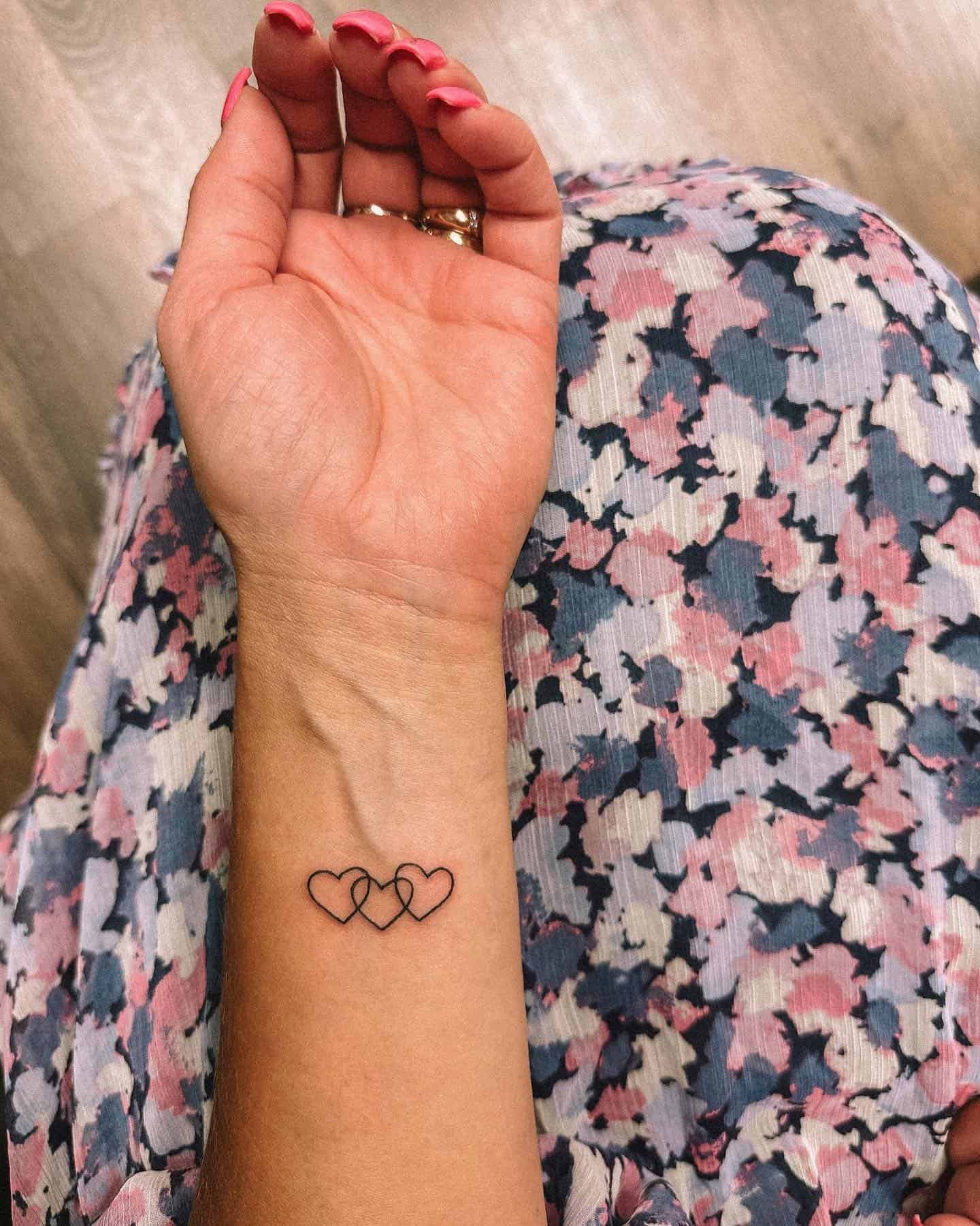 61] Trio of Wrist Tattoos: Overlapping Hearts