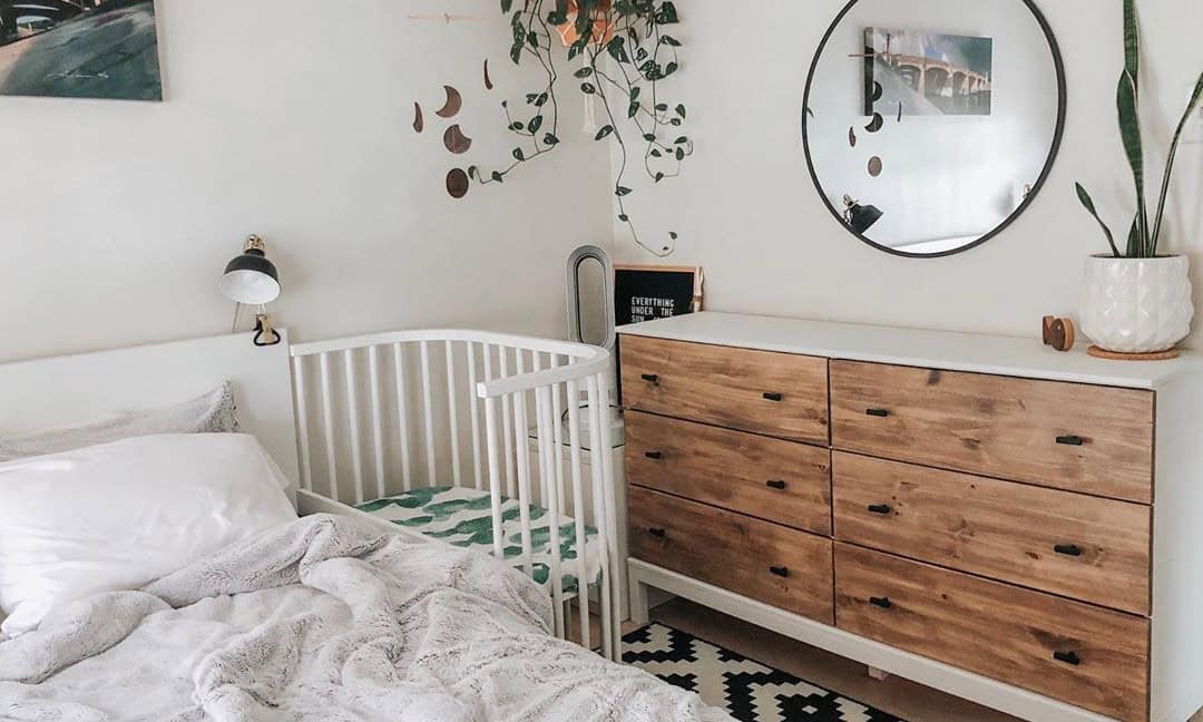 White and Wood Bedside Dresser