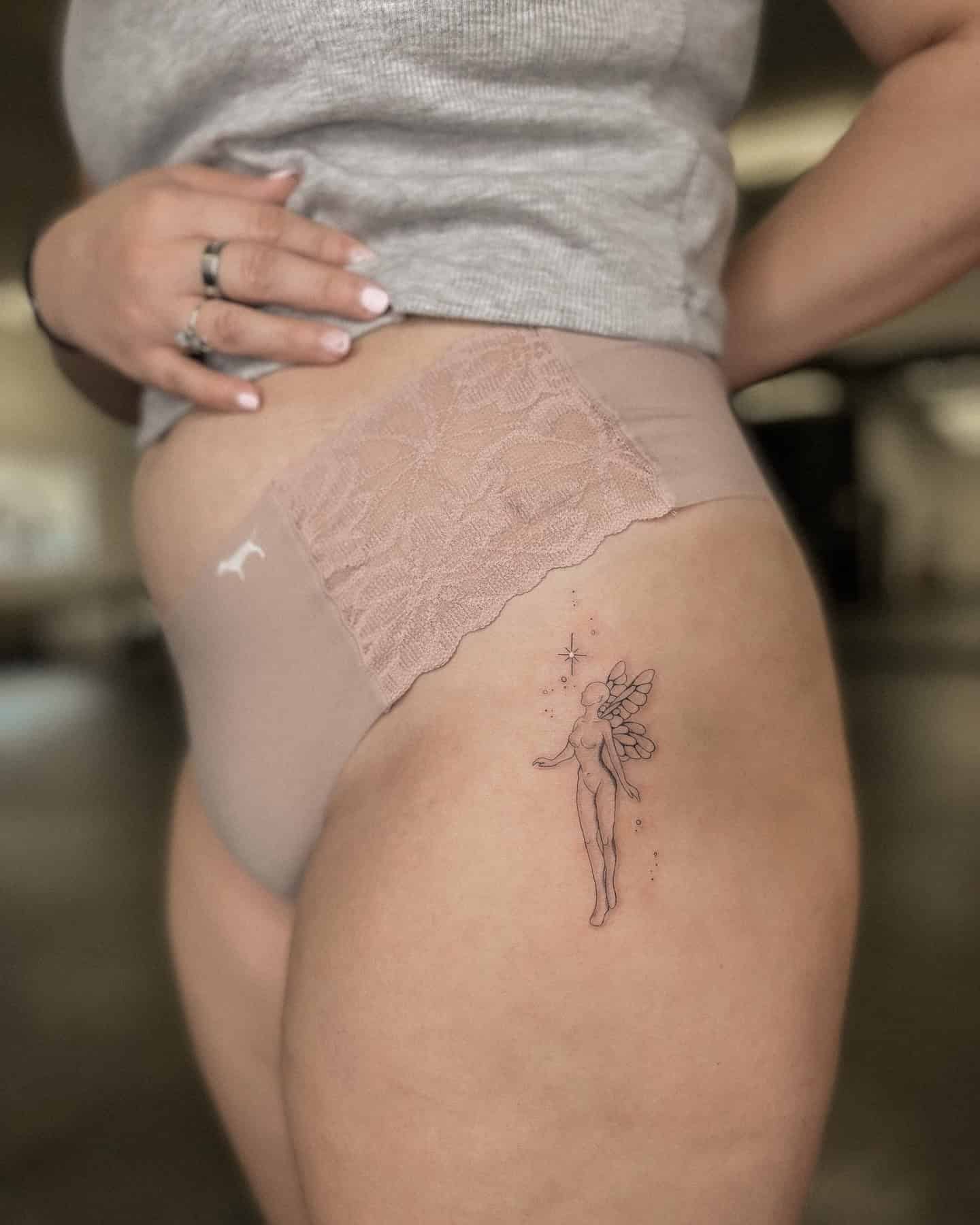 48] Magical Fairy Star Side Hip Tattoo: Fantasy Touch