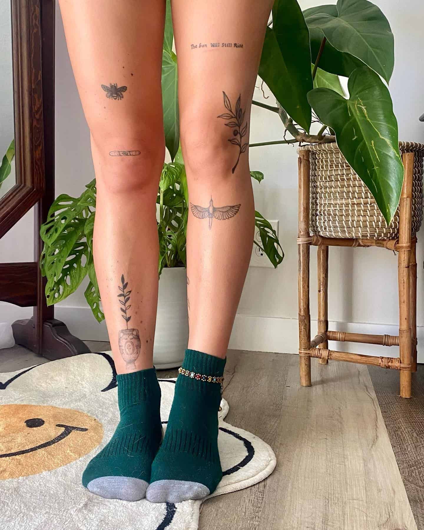 11] Multiple Miniature Leg Tattoo Designs