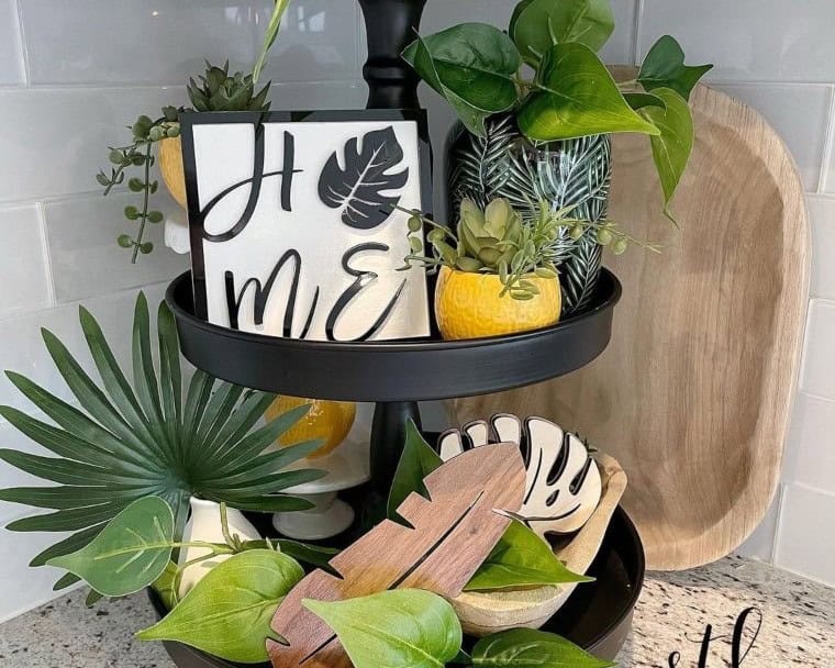 Tropical-Themed Three-Tier Display