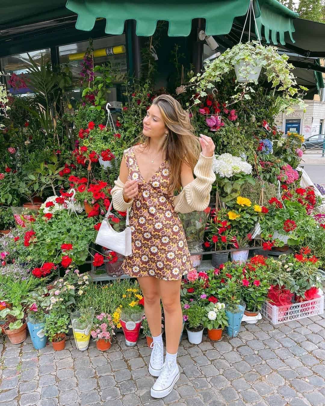 FLORAL DRESS + CARDIGAN