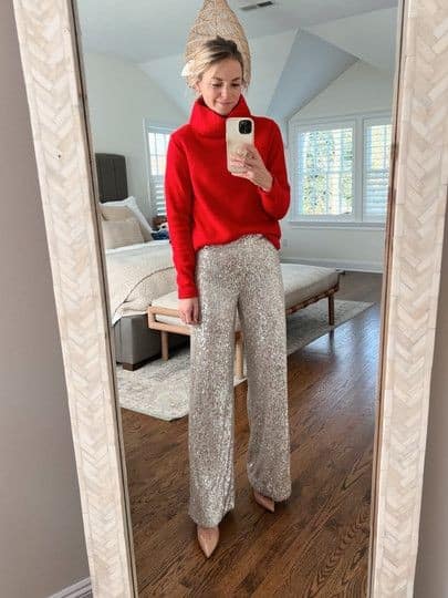 SWEATER + SEQUIN PANTS