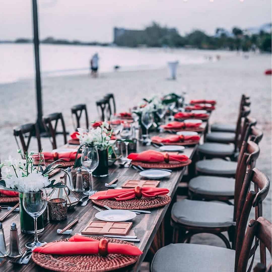 Red Napkins In The Setting Sun