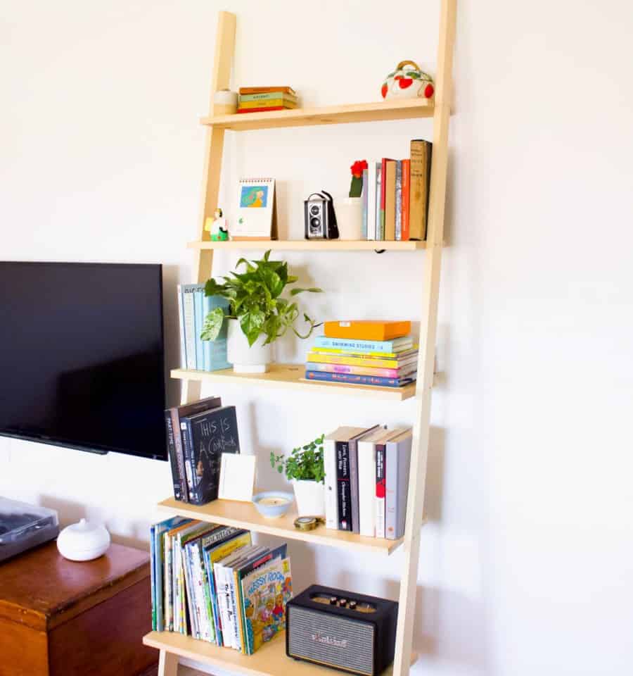 DIY Leaning Bookshelf Storage